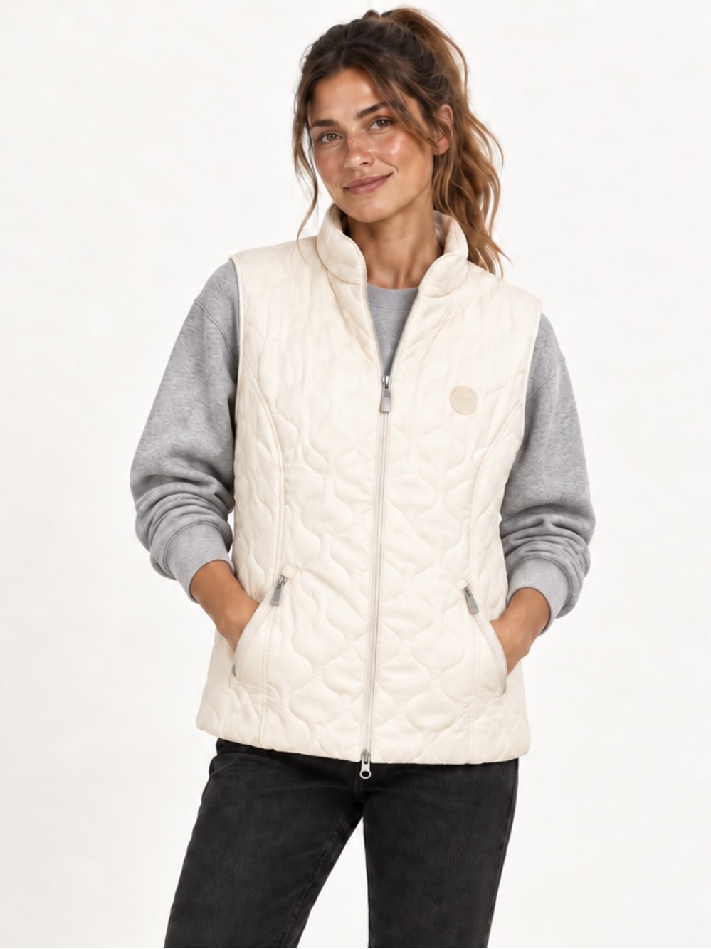 Olsen Outdoor Cream Eco Friendly Water Repellent Quilted Vest 38 / Small